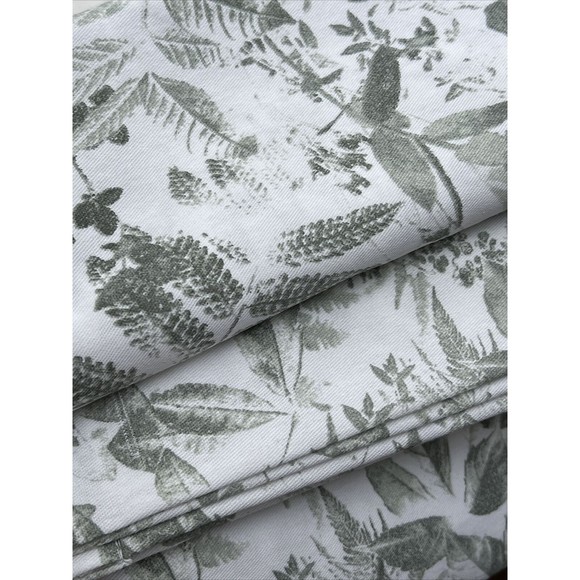 Tommy Hilfiger Botanical Cotton Blend Shower Curtain Green Flowers Leaves White - Picture 4 of 6